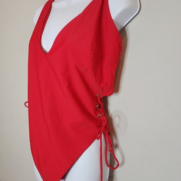 NWT City Chic CCX Red Lace up one piece swimsuit. Women's plus size 20. - Picture 8 of 16
